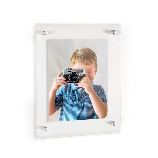 ArtToFrames 16x20 inches Floating Acrylic Frame (Full Frame is 20x24) with Choice of Chrome, Gold, Satin, White or Black Standoff Hardware